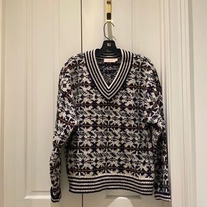 Tory Burch wool fair isle sweater with matching dickie, size medium